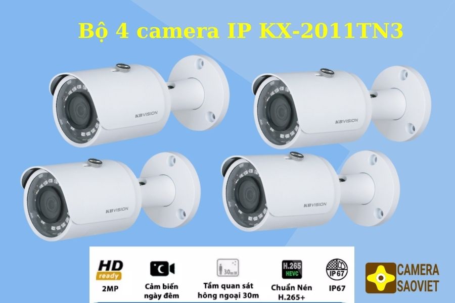 Trọn bộ 4 mắt camera ip kbvision